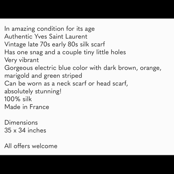 YVES SAINT LAURENT Vintage Silk Striped Electric Blue Scarf - Picture 16 of 16